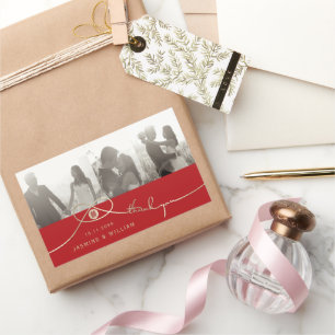 Sticker Rectangulaire Gold noeud double bonheur Mariage chinois Photo