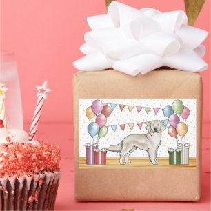 Sticker Rectangulaire Golden Retriever Cream Anglais Anniversaire Coloré