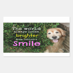 Sticker Rectangulaire Golden Retriever Derrière Un Sourire
