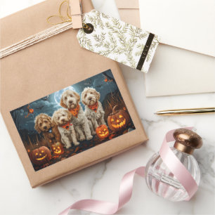 Sticker Rectangulaire Goldendoodle Halloween Épouvantable