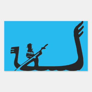 Sticker Rectangulaire Gondola, Venise en bleu