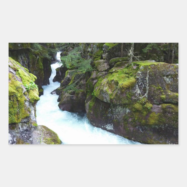 Sticker Rectangulaire Gorge d'avalanche I au parc national Glacier (Devant)