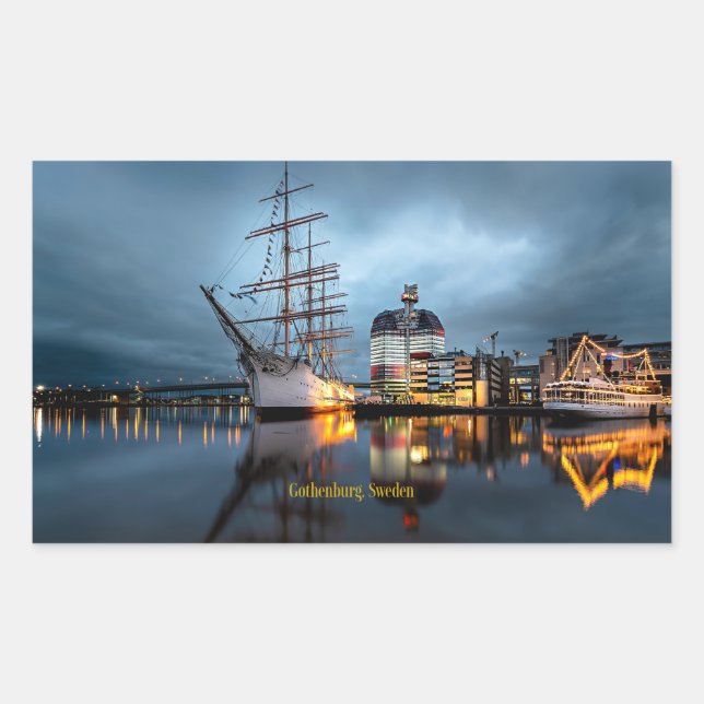 Sticker Rectangulaire Gothenburg, Sweden, scenic port (Devant)