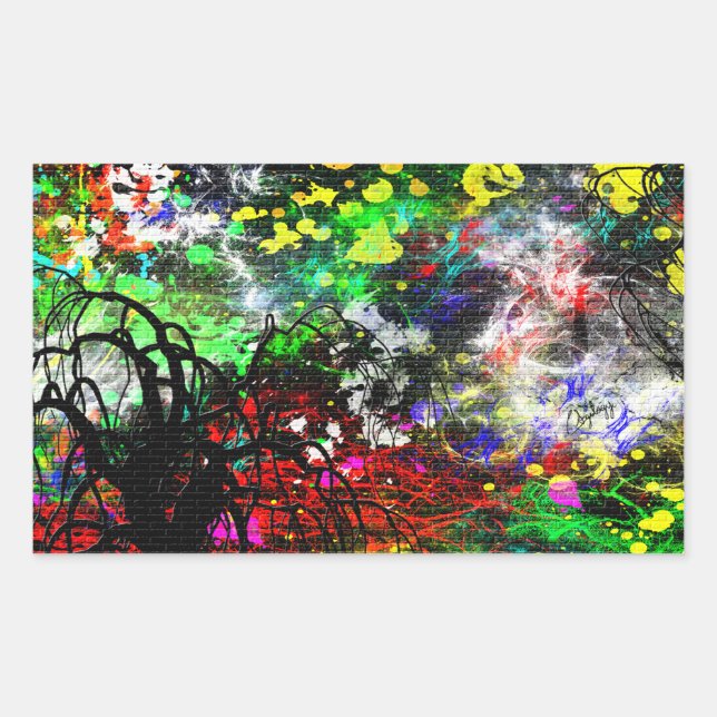 Sticker Rectangulaire Graffiti Brick Wall (Devant)