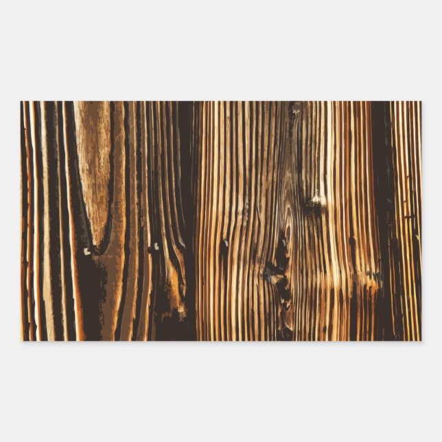 Sticker Rectangulaire Grain riche en bois foncé (Devant)