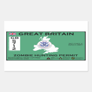 Sticker Rectangulaire Grande-Bretagne Permis de chasse zombie