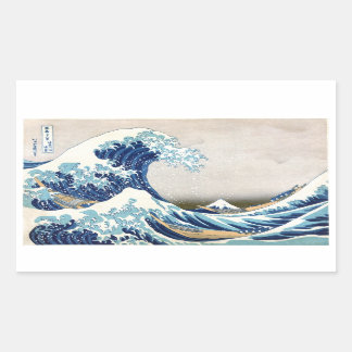 Sticker Rectangulaire Grande vague au large de Kanagawa Hokusai Art japo