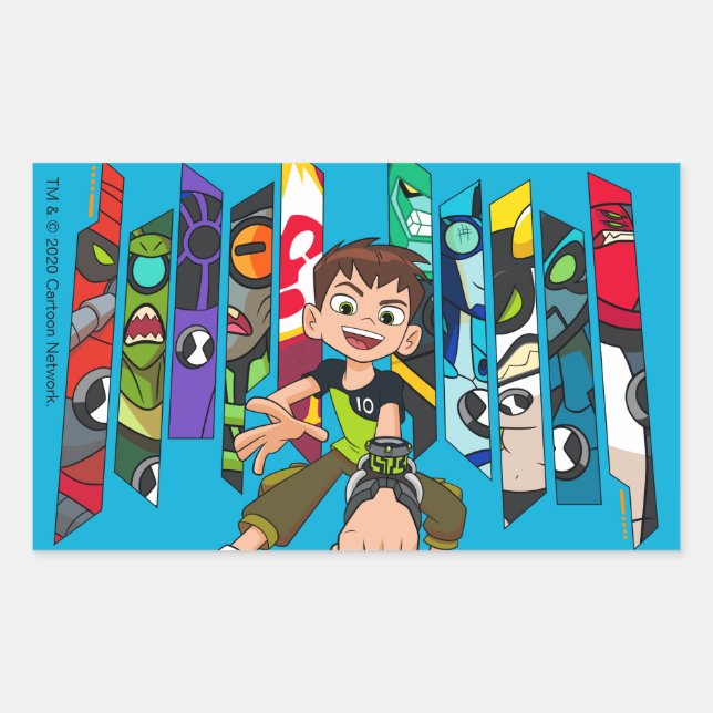 Sticker Rectangulaire Graphique de collection d'Aliens Ben 10 (Devant)