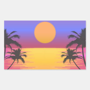 Sticker Rectangulaire Graphique de coucher de soleil tropical