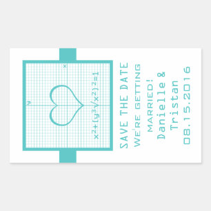 Sticker Rectangulaire Graphique de mathématiques cardiaques turquoises E