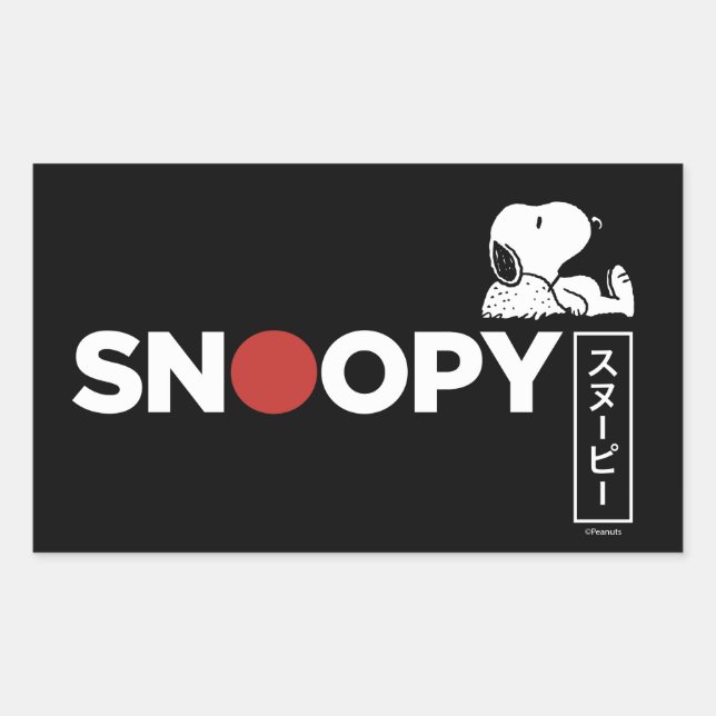 Sticker Rectangulaire Graphique de typographie japonaise Snoopy (Devant)