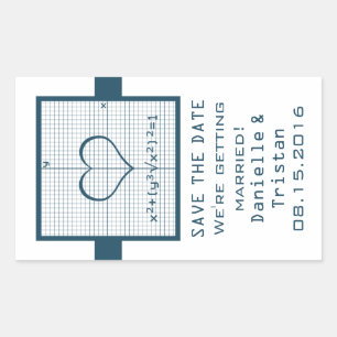Sticker Rectangulaire Graphique en mathématiques de coeur bleu Enregistr