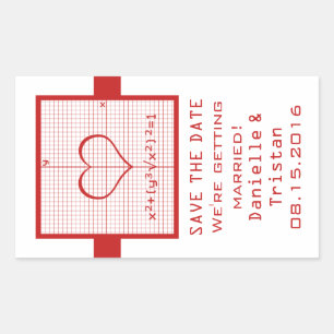 Sticker Rectangulaire Graphique en mathématiques de coeur rouge Enregist