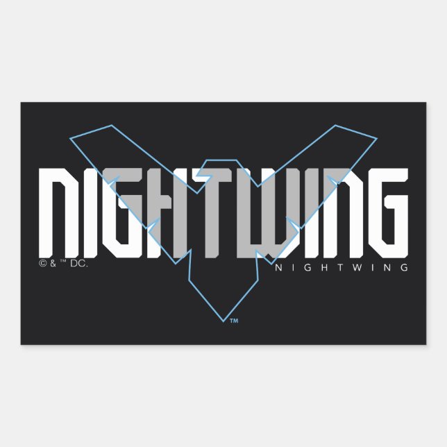Sticker Rectangulaire Graphisme du nom Hi-Tech de Nightwing (Devant)