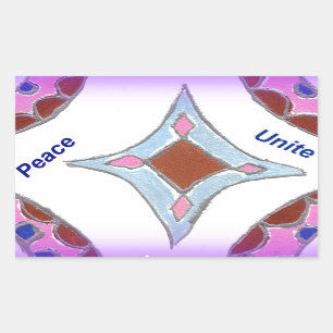 Sticker Rectangulaire "Gratitude Peace Love Unite" Mandala Art Imprimer