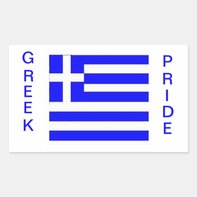 Sticker Rectangulaire Grec Pride. Drapeau de la Grèce (Devant)