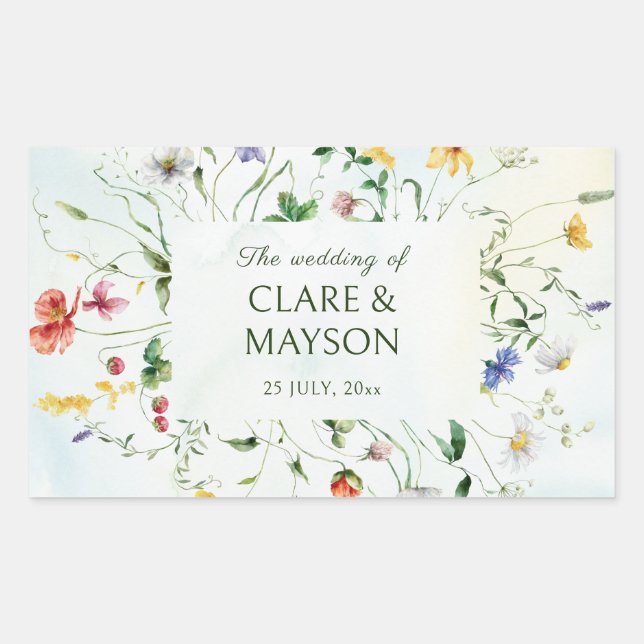 Sticker Rectangulaire Green and White Romance Rustique Mariage d'été (Devant)