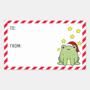 Sticker Rectangulaire Grenouille de Noël