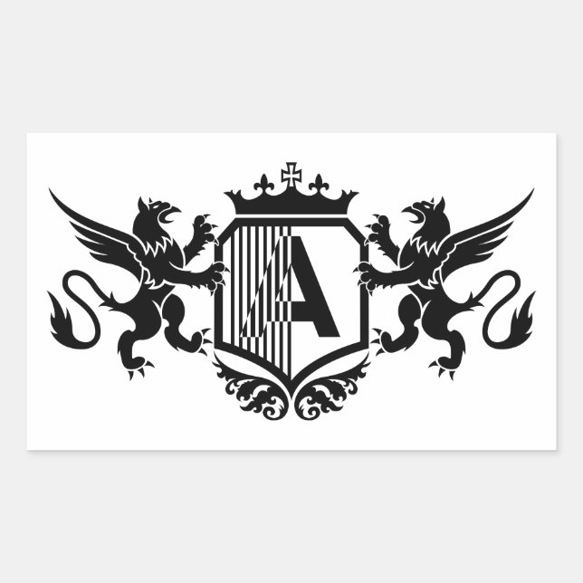 Sticker Rectangulaire Griffins encadrant un bouclier avec la lettre "A" (Devant)