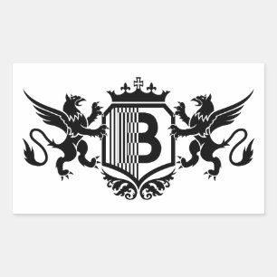 Sticker Rectangulaire Griffins flanquant un bouclier avec la lettre "B"