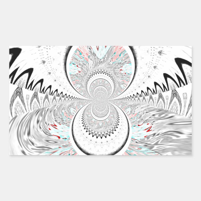 Sticker Rectangulaire Gris Kaleidoscope Art (Devant)