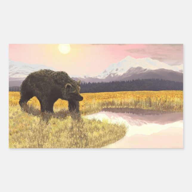 Sticker Rectangulaire Grizzly Pond (Devant)