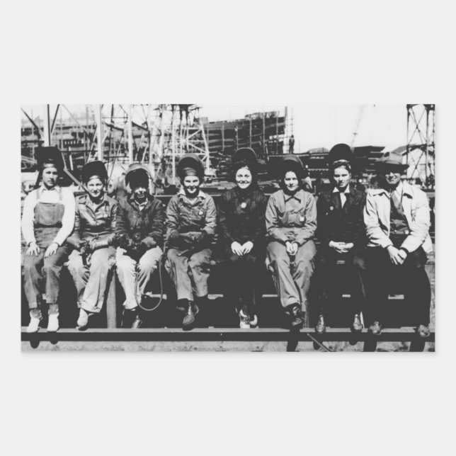 Sticker Rectangulaire Groupe de femmes soudeuses pendant la Seconde Guer (Devant)