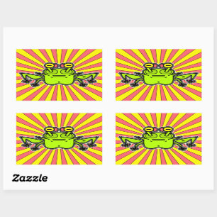 Sticker Rectangulaire Grumpy psychedelic étrange grenouille crapaud v4