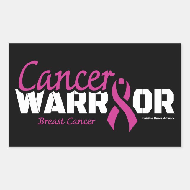 Sticker Rectangulaire Guerrier...Cancer du sein (Devant)