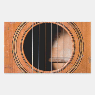 Sticker Rectangulaire Guitare rustique