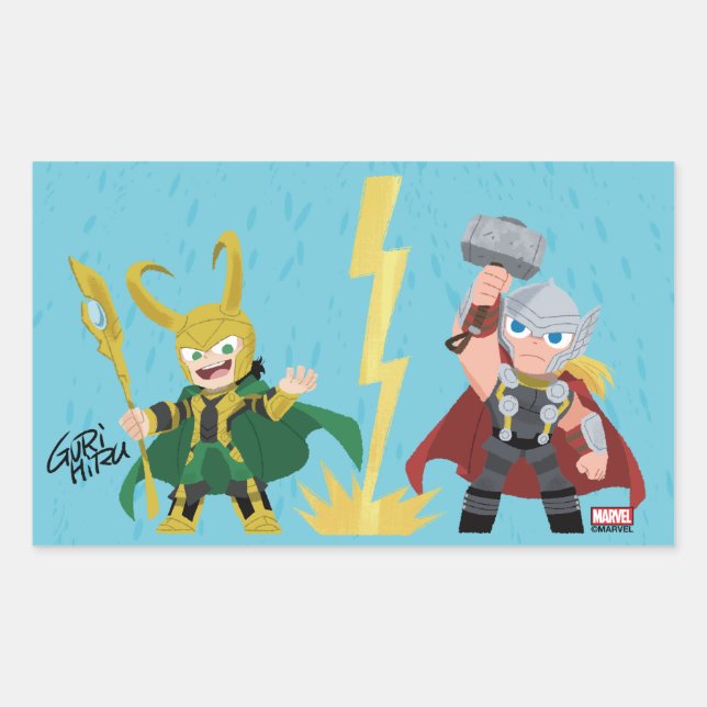 Sticker Rectangulaire Guri Hiru Loki & Thor (Devant)