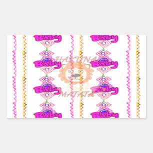 Sticker Rectangulaire Hakuna Matata : Beau bébé Lion Design Motif