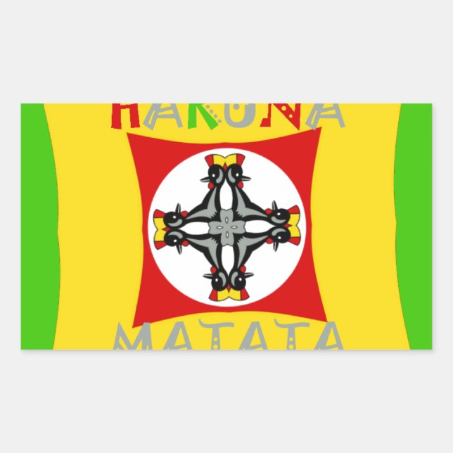 Sticker Rectangulaire Hakuna Matata Fun Rasta Couleurs : Vibrant et sans (Devant)