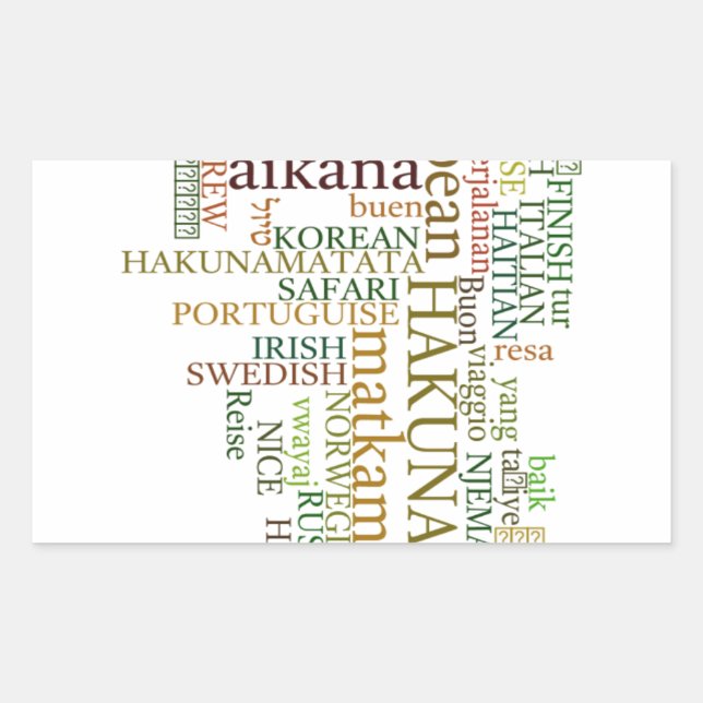 Sticker Rectangulaire Hakuna Matata Global Word Cloud Art (Devant)