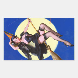 Sticker Rectangulaire Halloween Lune Monter la broche