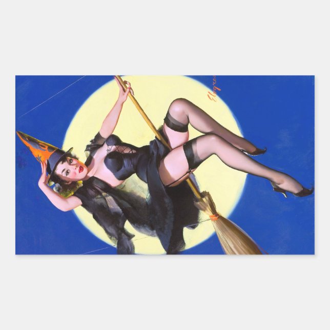 Sticker Rectangulaire Halloween Lune Monter la broche (Devant)
