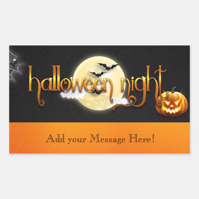 Sticker Rectangulaire Halloween - Nuit d'Halloween - PERSONNALISER (Devant)