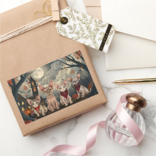 Sticker Rectangulaire Halloween sphynx chats Éffrayant