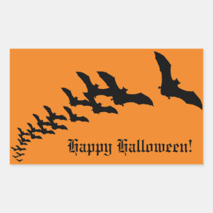 Sticker Rectangulaire Halloween vintage avec une vague de chauves-souris