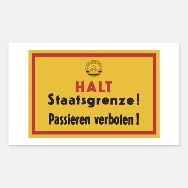 Sticker Rectangulaire Halt Staatsgrenze ! Symbole de Berlin (Devant)