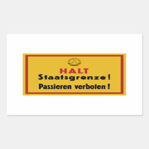 Sticker Rectangulaire Halte Staatsgrenze ! Mur de Berlin, Signe de