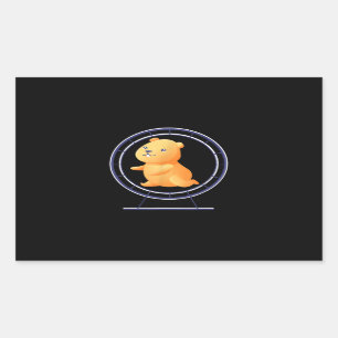 Sticker Rectangulaire Hamster Wheel Cute Kawaii Rodent Don