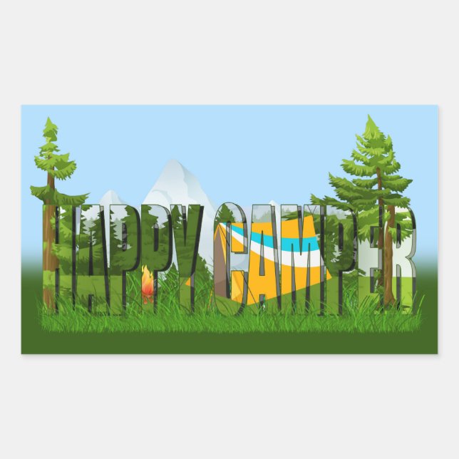 Sticker Rectangulaire Happy Camper Camper (Devant)