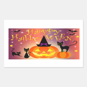 Sticker Rectangulaire Happy Halloween Funny Bright Citrouille Party