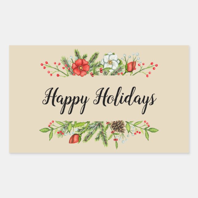 Sticker Rectangulaire Happy Holidays Corporate Business (Devant)