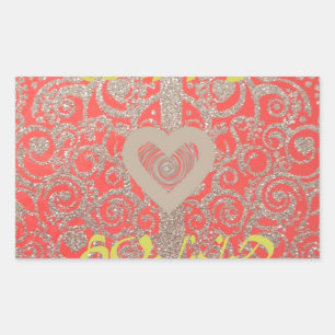 Sticker Rectangulaire Happy Holidays Parties scintillant rouge design co