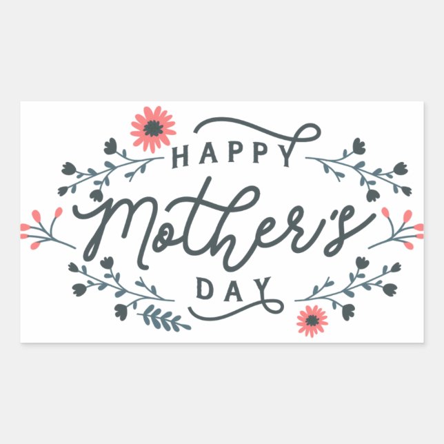Sticker Rectangulaire happy mothers day lettering (Devant)