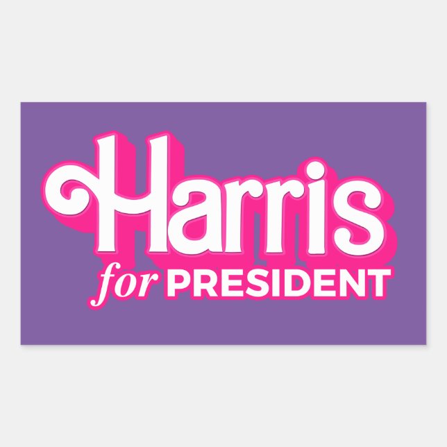 Sticker Rectangulaire Harris pour le président Pink Style (Devant)