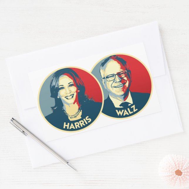 Sticker Rectangulaire Harris Walz 2024 (Enveloppe)