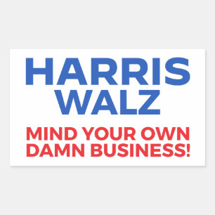 Sticker Rectangulaire Harris Walz 2024 - Faites attention à votre propre